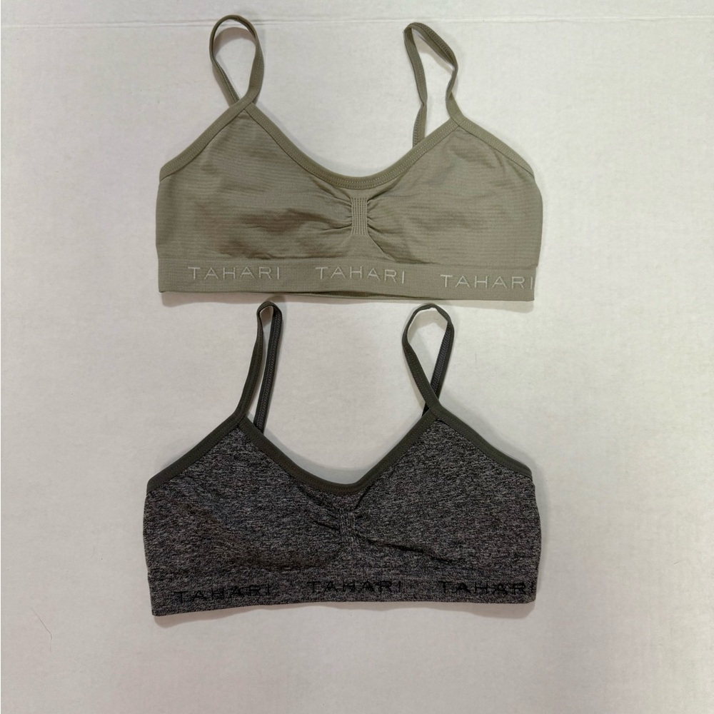 NWOT Girls Small 6/7 Tahari Training Bralettes Set of 2 Grey